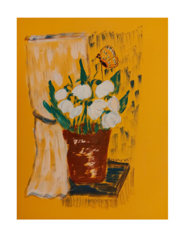 Snowdrops in golden spring sun.Gouache on A4 paper.V Hagianu Painting titled "Snowdrops in golden…" by Viorica Hagianu, Original Artwork, Gouache