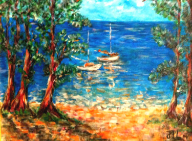 Les voiliers Peinture intitulée "Les voiliers" par Jean-Pierre Loubinoux, Œuvre d'art originale, Acrylique Monté sur Châssis en bois