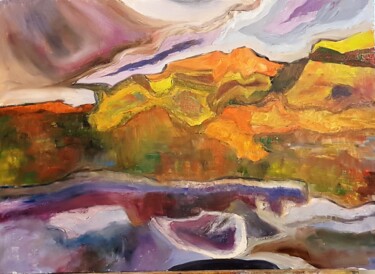 Painting titled "Histoire de tronc «…" by Ghislaine Rimmen-Mohl, Original Artwork, Oil Mounted on Wood Stretcher frame