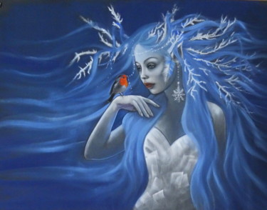 Peinture intitulée ""murmure d'hiver"" par Christine Mergnat, Œuvre d'art originale, Pastel
