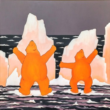Réchauffement climatique n°15 Peinture intitulée "Réchauffement clima…" par Jocelyne Deschamps-Kus, Œuvre d'art originale, Acrylique Monté sur Châssis en…