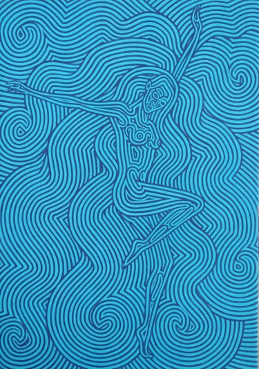 绘画 标题为“Ballerina in blu” 由Marco Ugoni, 原创艺术品, 丙烯 安装在木质担架架上