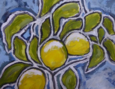 Malerei mit dem Titel "Citrons givrés" von Nicolas Cavuoto, Original-Kunstwerk, Öl