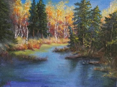 Pittura intitolato "Autunno - VII" da Natalia Wisniosz, Opera d'arte originale, Acrilico Montato su Altro pannello rigido