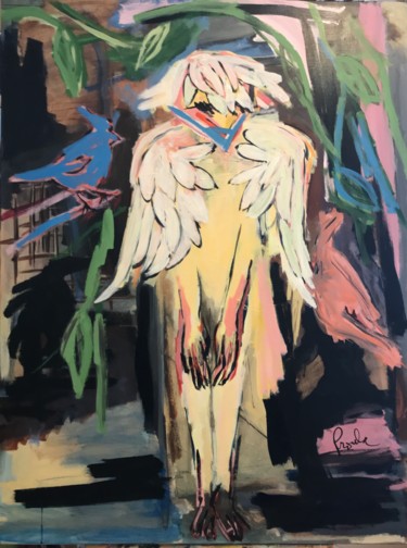 绘画 标题为“La femme et l'oiseau” 由Johanne Proulx, 原创艺术品, 丙烯