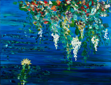 Nymphéas 88 Peinture intitulée "Nymphéas 88" par Joelle Kem Lika, Œuvre d'art originale, Acrylique Monté sur Châssis en bois