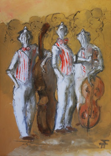 Painting titled "Trio pétard à l'aff…" by Thierry Faure, Original Artwork, Oil