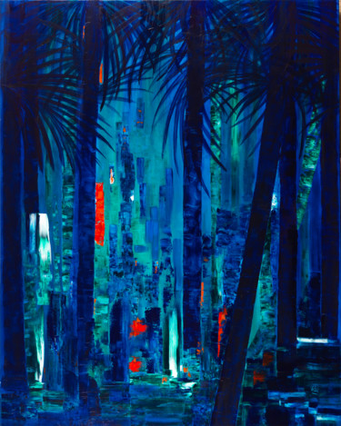Painting titled "Emerald Jungle" by Joelle Kem Lika, Original Artwork, Acrylic Mounted on Wood Stretcher frame