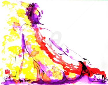 Pintura intitulada "ATTENTE PLACIDE" por Monick Bres, Obras de arte originais, Tinta