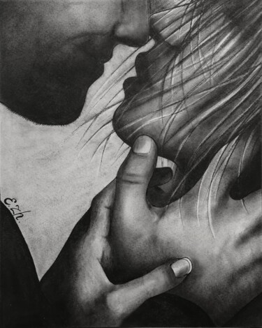 Charcoal Original Artwork "Flames" 제목이 "Charcoal Original A…"인 그림 Elena Carlier로, 원작, 숯