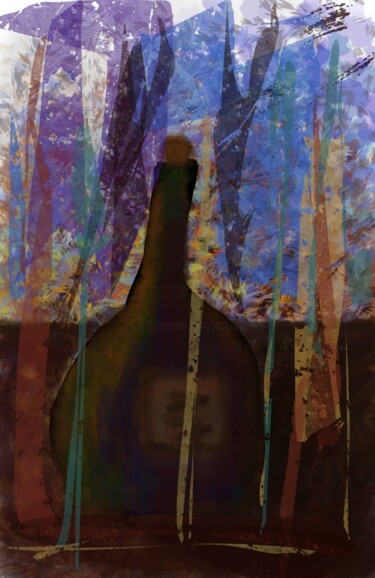 Digital Arts titled "La bouteille en ter…" by Jacky Patin, Original Artwork, Digital Painting