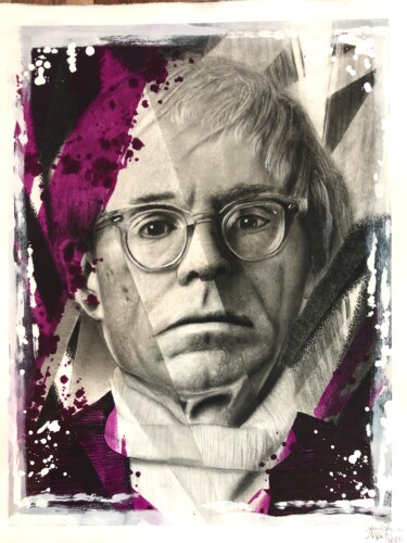 图画 标题为“Magenta King Warhol” 由Yannick Aaron, 原创艺术品, 木炭