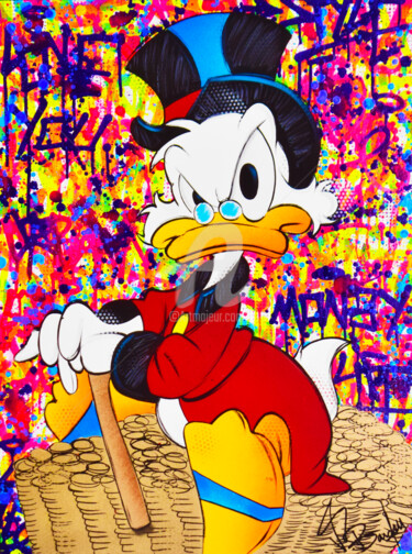 Uncle Scrooge coin 绘画 标题为“Uncle Scrooge coin” 由Vincent Bardou, 原创艺术品, 丙烯 安装在木质担架架上