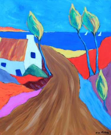 Peinture intitulée "Sur la route de l’e…" par Alain Charles Richer, Œuvre d'art originale, Acrylique