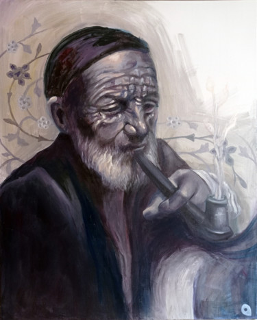 Painting titled "Chibouk Pipe Smokin…" by Adelacreative, Original Artwork, Oil