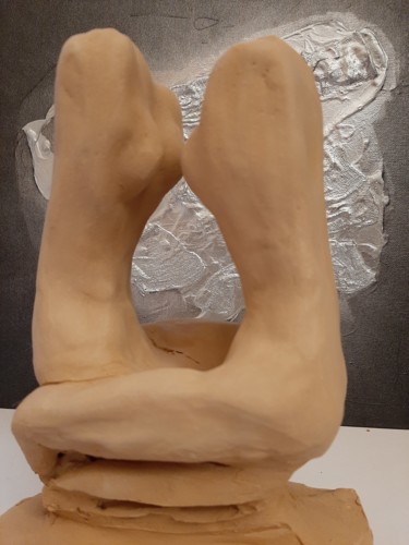 제목이 "Face à face"인 조형물 Patrice Poidevin로, 원작, 테라코타