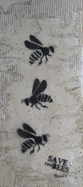 「Save the Bees carto…」というタイトルの絵画 Daniele Fratiniによって, オリジナルのアートワーク, スプレー式塗料