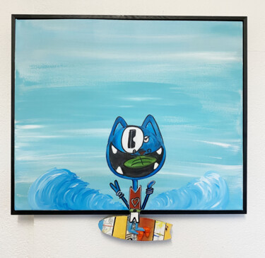 绘画 标题为“Surf hors cadre” 由Seb Paul Michel, 原创艺术品, 丙烯 安装在木质担架架上