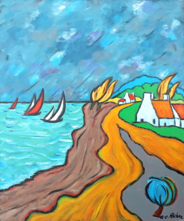 Peinture intitulée "Sous le grain" par Alain Charles Richer, Œuvre d'art originale, Acrylique