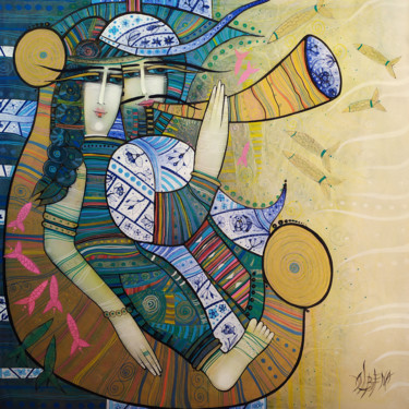 Peinture intitulée "Love boat" par Albena Vatcheva, Œuvre d'art originale, Huile Monté sur Châssis en bois