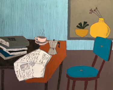 Peinture intitulée "The news today" par Tatiana Harizanova, Œuvre d'art originale, Huile Monté sur Châssis en bois
