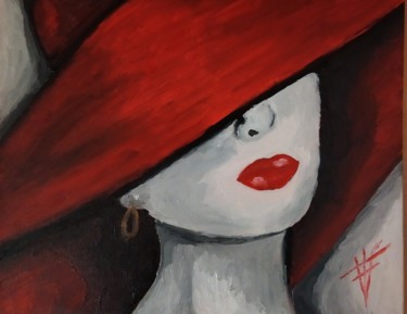 제목이 "Dama en red"인 미술작품 Vidal Fernández Richart로, 원작, 기름