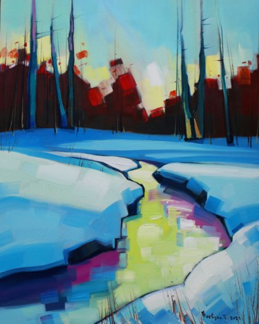 Pittura intitolato "Winter-8 (40x50cm,…" da Tigran Aveyan, Opera d'arte originale, Olio Montato su Telaio per barella in leg…