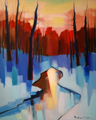 Pittura intitolato "Winter-10 (40x50cm,…" da Tigran Aveyan, Opera d'arte originale, Olio Montato su Cartone