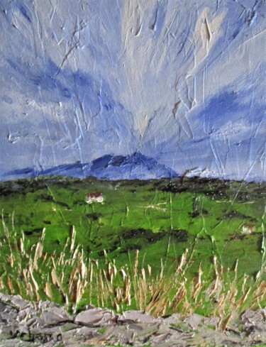 Painting titled "Le Mezenc" by Roberto Urbano, Original Artwork, Oil Mounted on Wood Stretcher frame