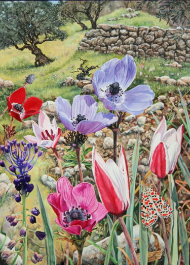 Une olivette ... de jadis / Composition 131 Painting titled "Une olivette ... de…" by Bernard Domange, Original Artwork, Oil