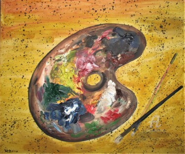 Ζωγραφική με τίτλο "Palette de l' Artis…" από Roberto Urbano, Αυθεντικά έργα τέχνης, Λάδι