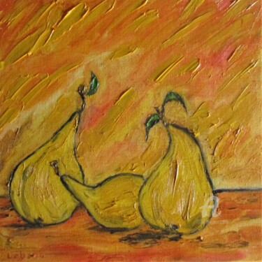Painting titled "Les Poires" by Roberto Urbano, Original Artwork, Oil