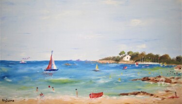Painting titled "La Plage" by Roberto Urbano, Original Artwork, Oil