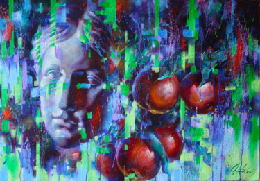 绘画 标题为“Night apples” 由Dobrodiy Alexandr, 原创艺术品, 油 安装在木质担架架上