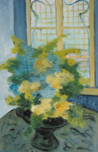 Fiori gialli in vaso celeste