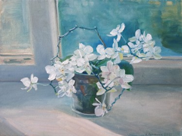 Orchid. Etude Pintura titulada "Orchid. Etude" por Ivan Ormanzhi, Obra de arte original, Oleo