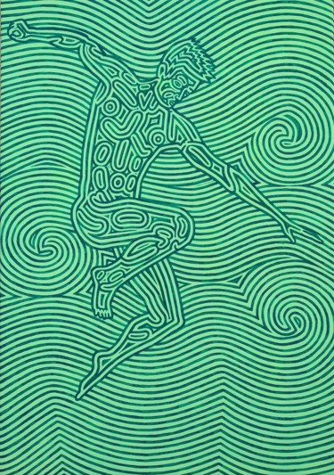 绘画 标题为“Ballerino in verde” 由Marco Ugoni, 原创艺术品, 丙烯 安装在木质担架架上