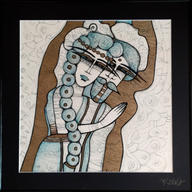Dessin intitulée "Mariage" par Albena Vatcheva, Œuvre d'art originale, Encre Monté sur Autre panneau rigide