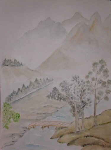 ASIE - Aquarelle Originale Unique Pintura titulada "ASIE - Aquarelle O…" por Eliane Morvan (CREADELI "les petits bonheurs d'Eli"), Obra de arte original, Ac…