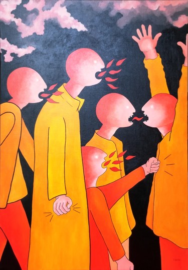 Après l'attentat - Breaking News 绘画 标题为“Après l'attentat -…” 由Jocelyne Deschamps-Kus, 原创艺术品, 丙烯 安装在木质担架架上