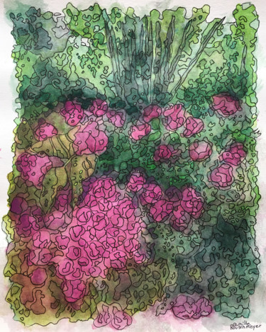Рисунок под названием "Floraison" - Camille Rouschmeyer, Подлинное произведение искусства, Акварель