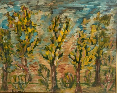 The forest in September. Viorica Hagianu.Oil on canvas Painting titled "The forest in Septe…" by Viorica Hagianu, Original Artwork, Oil Mounted on Wood Panel