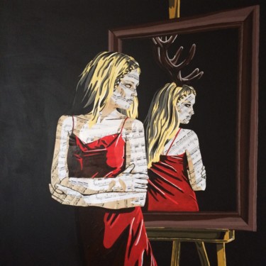Collages titled "Faux-self" by Annabelle Amory, Original Artwork, Acrylic Mounted on Wood Stretcher frame