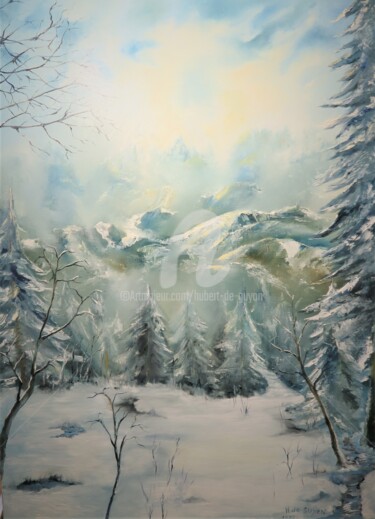 douceur de l'hiver Peinture intitulée "douceur de l'hiver" par Hubert De Guyon, Œuvre d'art originale, Huile
