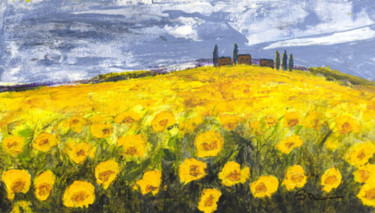 绘画 标题为“Sunflower Glow” 由Susan Monk, 原创艺术品, 丙烯