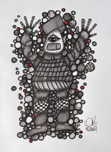 Drawing titled "HAPPYNESS" by Lionel Hosxe, Original Artwork, Marker
