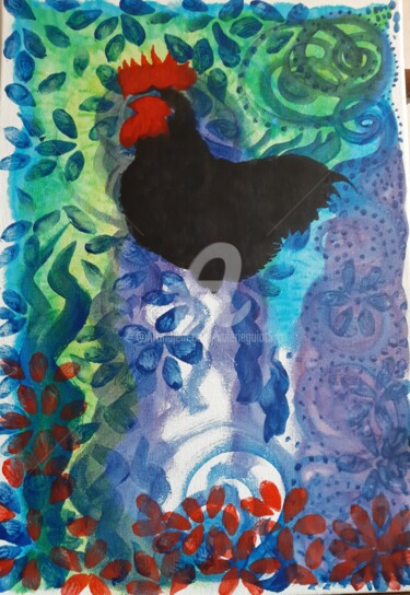 绘画 标题为“Le coq” 由Valerie Guiot, 原创艺术品, 丙烯