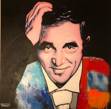 Peinture intitulée ""AZNAVOUR VOUS SALU…" par Pascal Feriault, Œuvre d'art originale, Acrylique