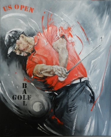绘画 标题为“Golf - Le swing de…” 由Francoise Souriau, 原创艺术品, 油 安装在木质担架架上