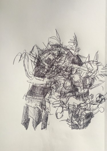 Dessin intitulée "La porte ou le pass…" par Olga Richir, Œuvre d'art originale, Stylo à bille